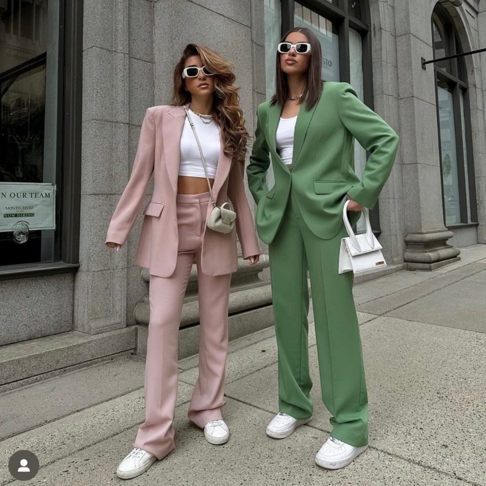 Zara NWT Straight Cut Buttoned Blazer and Pants Set